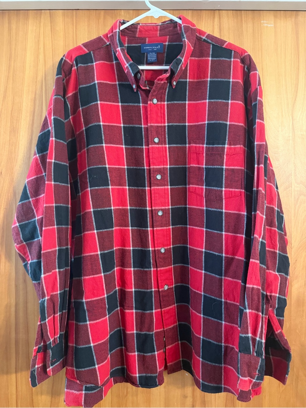 Towncraft Red and Black Plaid Button-Down Shirt